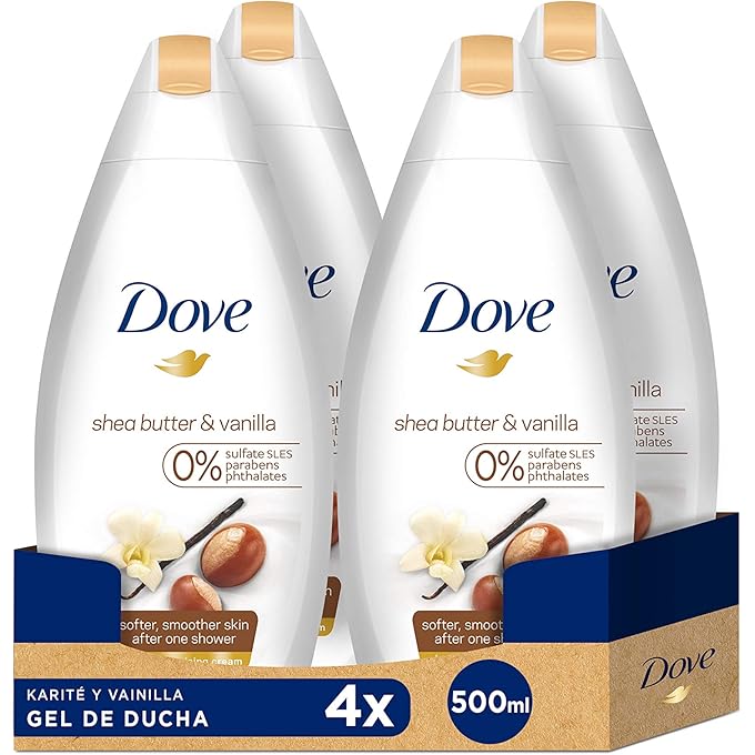 Dove Purely Pampering Body Wash, Shea Butter with Warm, White, Vanilla, 16.9 Oz (Pack of 4) - Image 1